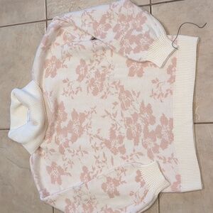 Vintage Liz Claiborne Pink Floral Turtleneck Sweater Size XL